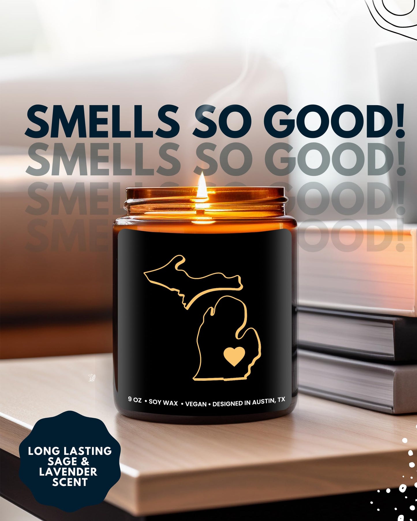 Michigan Candle, Unique Michigan Themed Gifts for Men and Women, Best Sentimental Souvenir Gifts for Moving Away, Thoughtful Home Sick Presents, Ideal for Birthday, Christmas, Graduation, Gift Ready