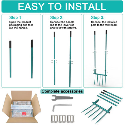 Broadfork Garden Tool Heavy Duty 5 Tines 20 in Wide Broad Fork for Gardening, 55 inch Ergonomic U-Shaped Design Hand Tiller for Cultivating, Aerate Clay Soil for Farm