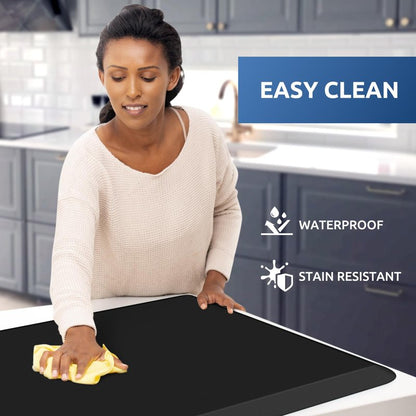 KitchenClouds Kitchen Mat Cushioned Anti Fatigue Rug 22"x72" Water Resistant, Non Slip, Standing and Comfort Desk/Floor Mats for House Sink Office (Black,0.8inch)