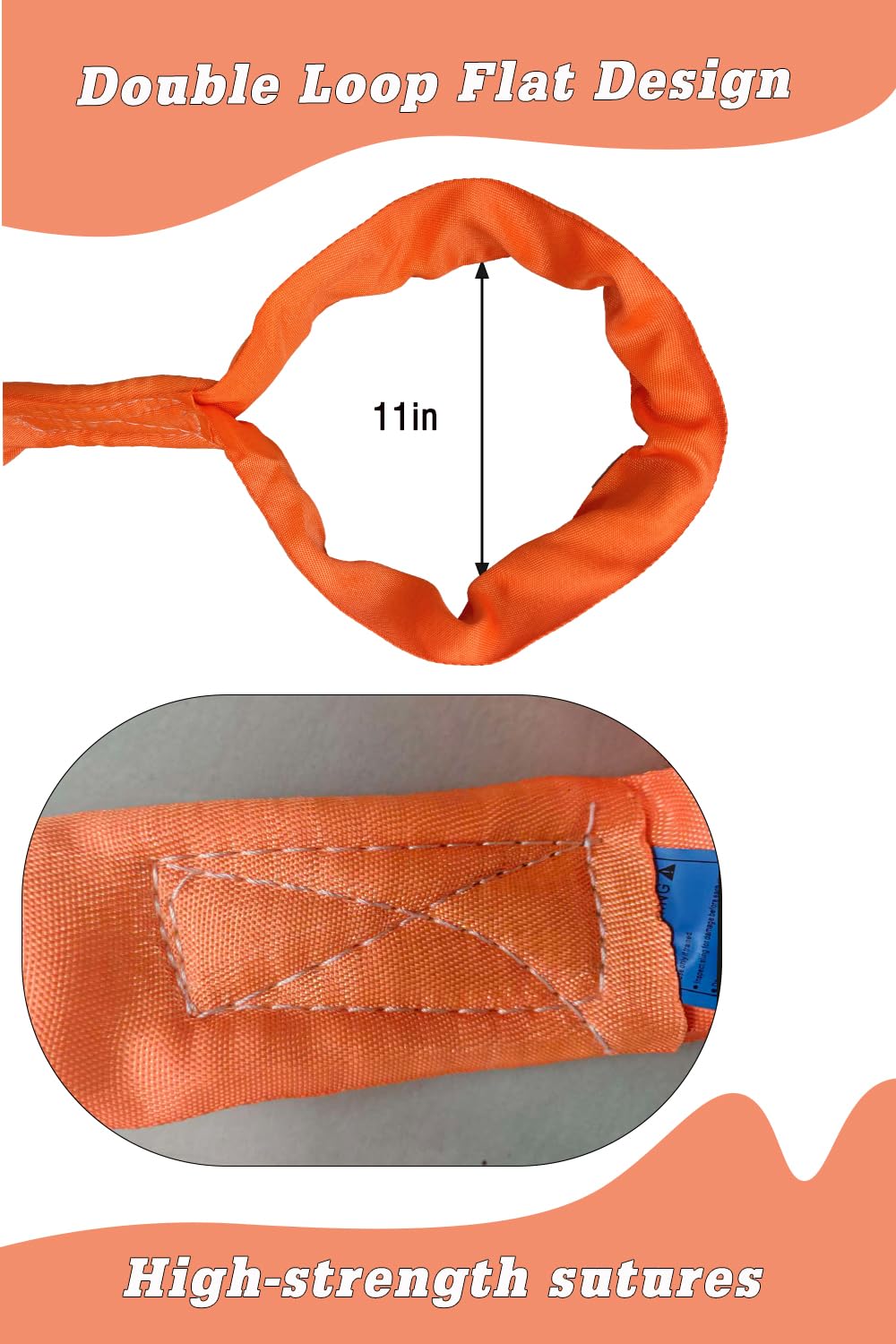 Eye and Eye Round Sling 33000lb 16.4FT Sling Strap Rigging Polyester Endless Lift Sling for Hoist Heavy Duty Objects Heavy Duty Poly Lifting Sling Polyester Eye and Eye Round Sling【15T-5M】