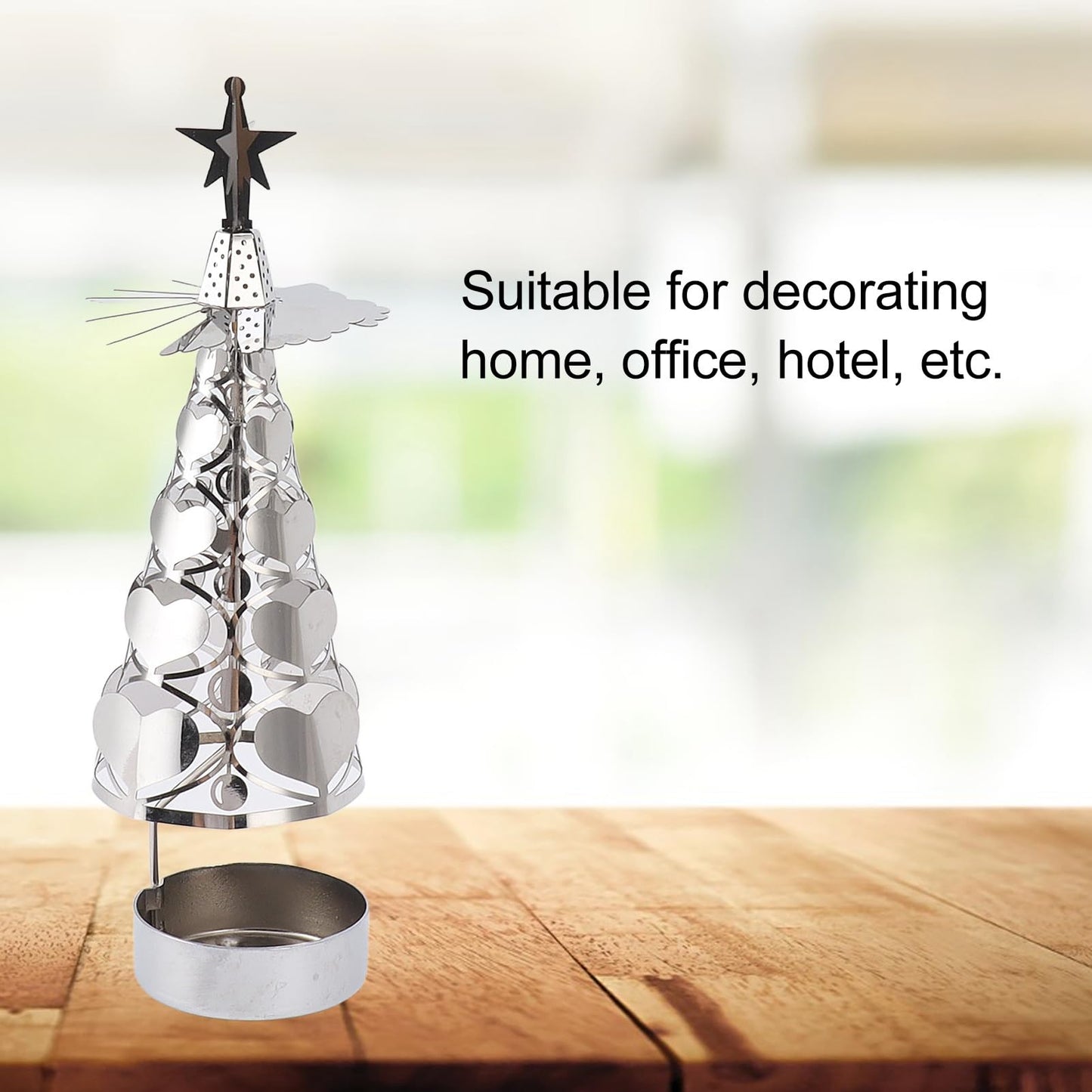 CHEOTIME Spinning Candle Holder with Cup, Rotary Candle Holder Rotating Candlestick Set for Romantic Wedding Christmas Party Home Table Decorations (Heart)