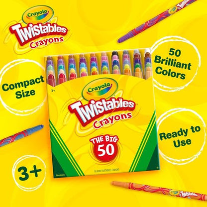 Crayola Mini Twistables Crayons - No Peel Coloring Crayons for Kids | 50 Count, Perfect for Arts & Crafts
