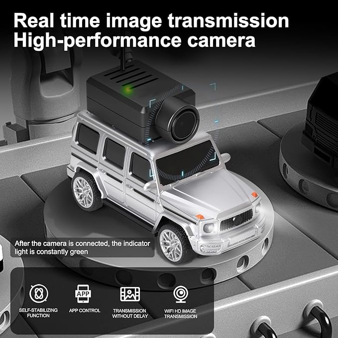 WLtoys Mini RC Car 1:64 Scale FPV RC Drift Car with 720P HD Camera 2.4GHz WiFi App Control with Gyro Mini Racing Toys for Teens and Adults (Sliver)