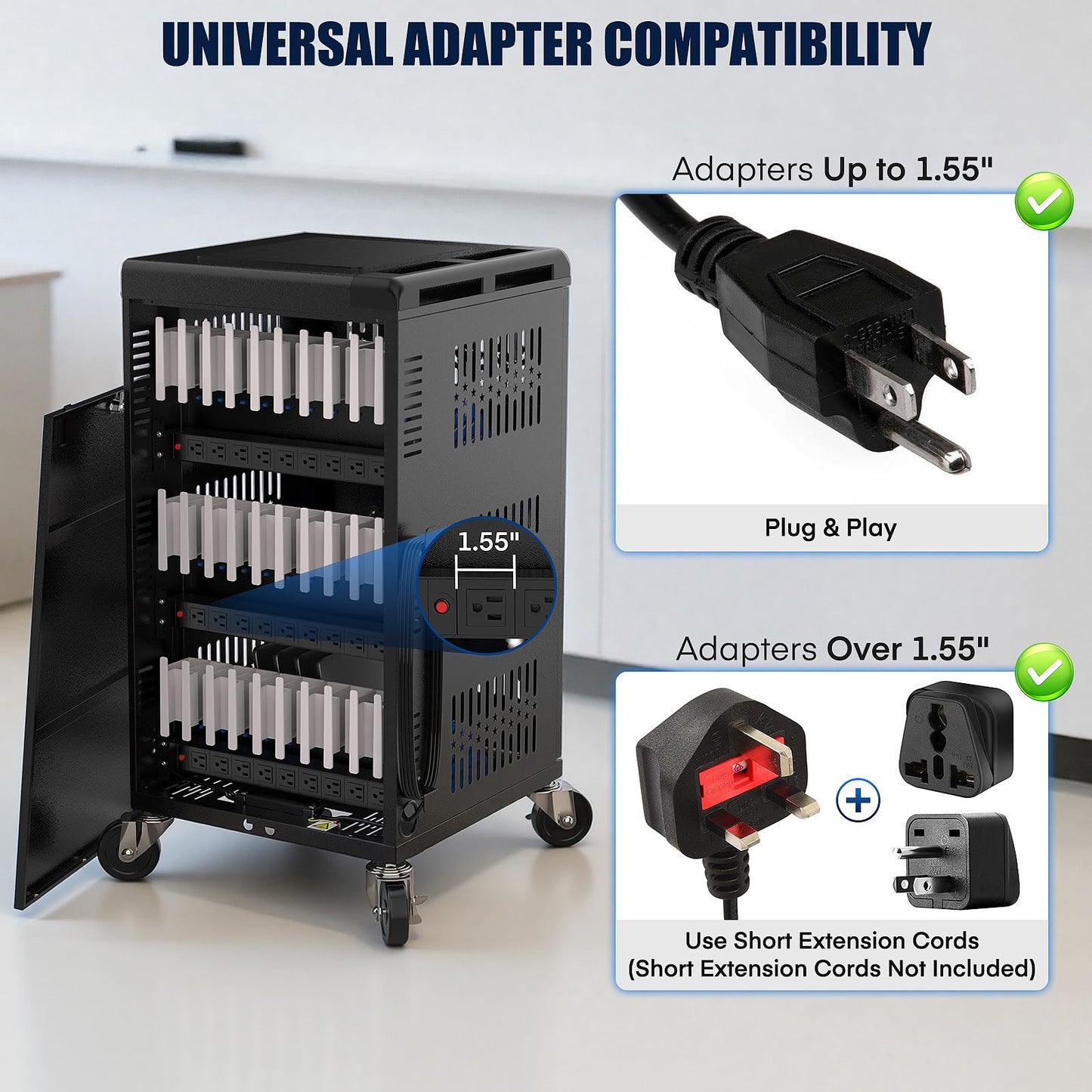 Metateel Fully Assembled 30 Device Charging Cart for iPad, Chromebook and Laptop Computer with Keypad Lock,Up to 14-in Screen Size,Surge Protection,Front & Back Access Locking Cabinet
