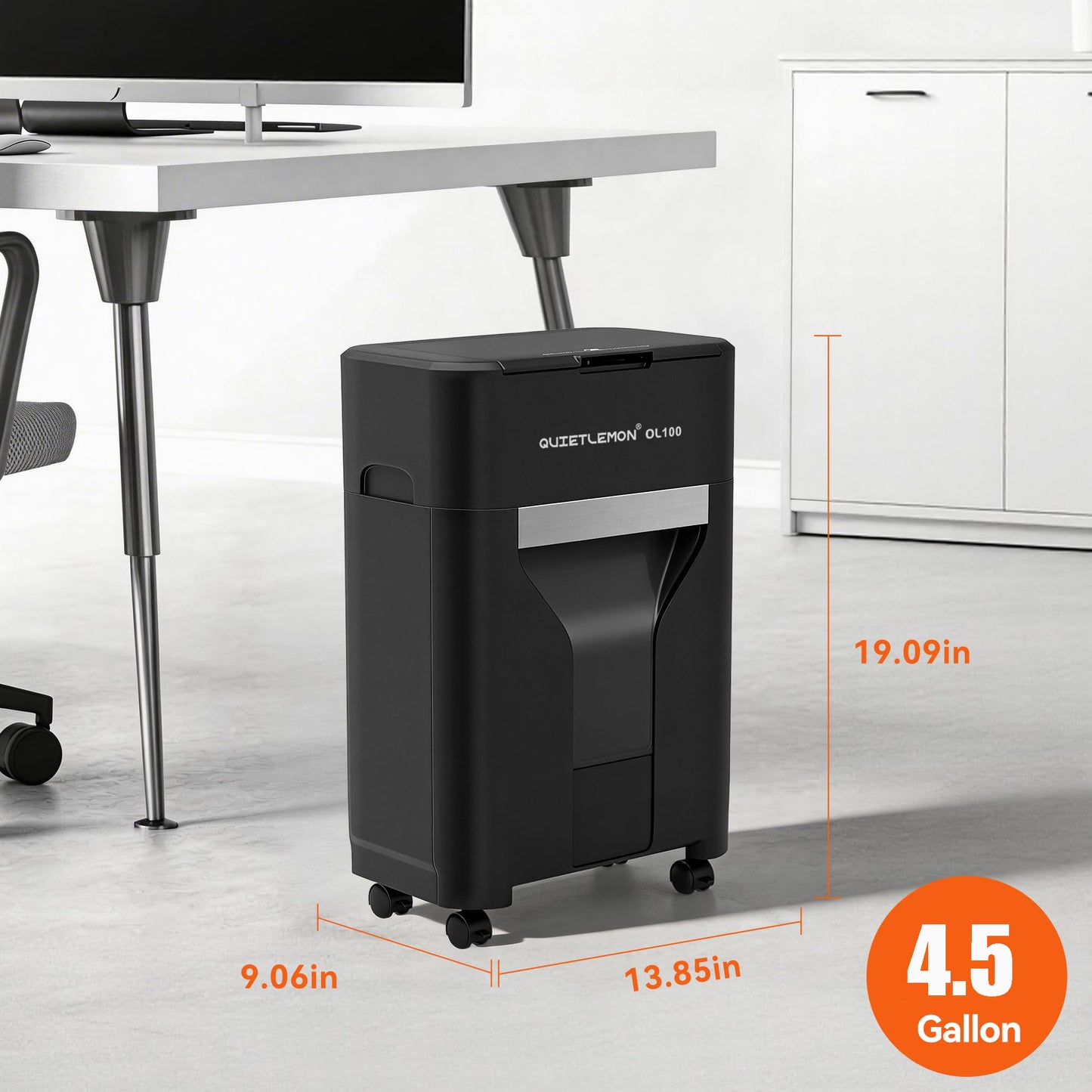 QUIETLEMON 100-Sheet Auto Feed Paper Shredder, 40 Min Non-Stop, Shredders for Home Office Heavy Duty, P-4 Ultra Security Shredder for Home Office, Cross-Cut with Wheels, 4.5 Gal Bin, <63 dB (OL100)