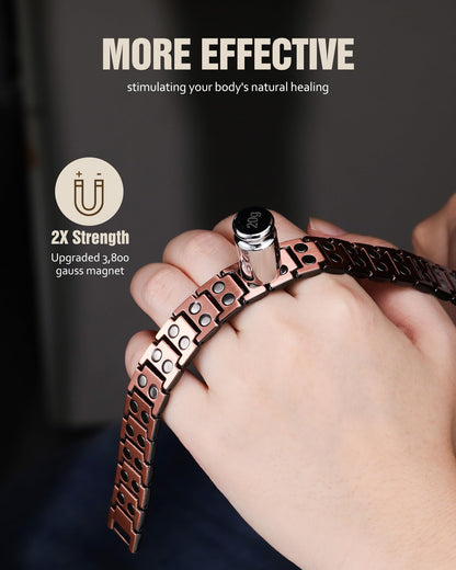 Jecanori 2X Pure Copper Magnetic Bracelet for Men, Mens Cross Bracelets With 3800 Gauss Magnets,Ideal Gift