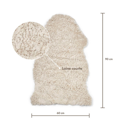 Nordic Sheep Real Sheepskin Rug Short Hair 2x3 ft | Bedside Rugs for bedrooms, Sofa, Chair or Dining Table | Each Sheepskin is Unique and Created by Nature | Small Fluffy Rug in Beige