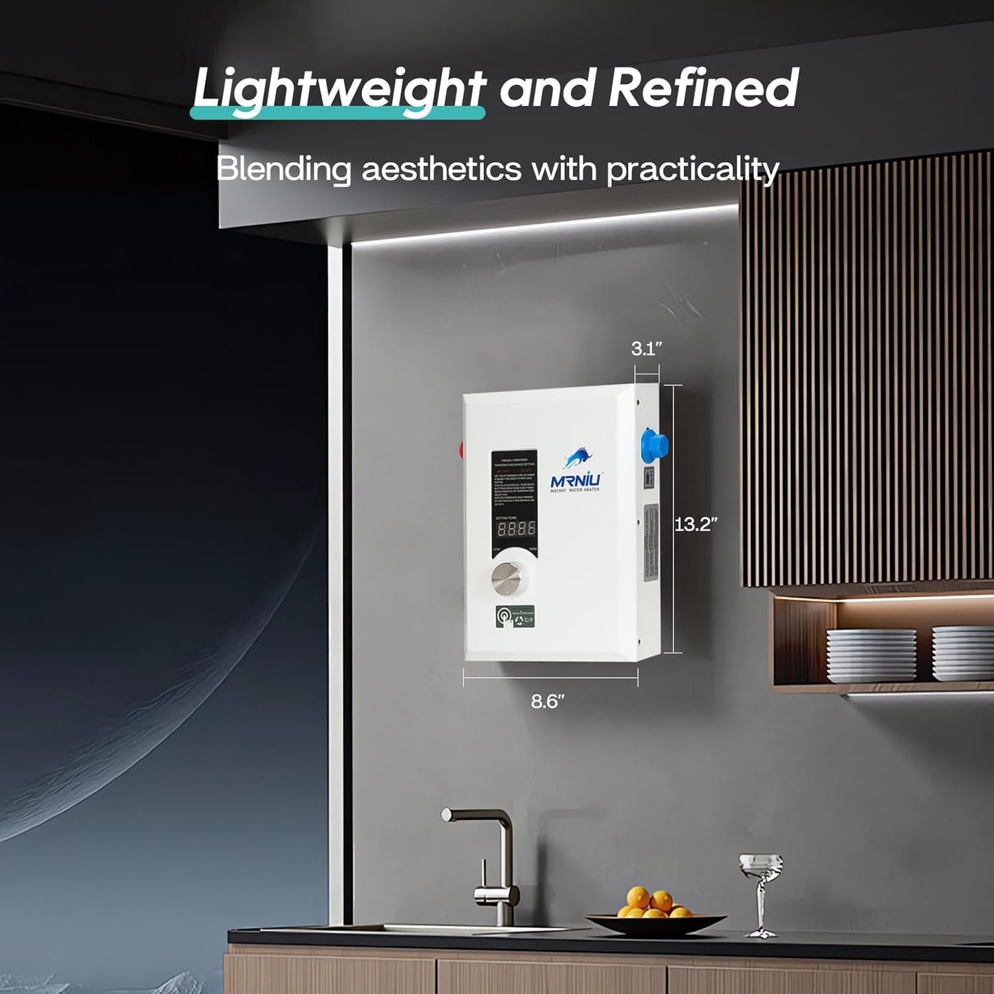 24Kw 240V Electric Tankless Water Heater, LED Temperature Display, On-Demand Instant Hot Water, Space-Saving Design for Whole House Shower – Endless Hot Water Supply for Residential Use