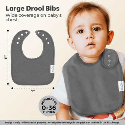 KiddyStar Premium Drool Bibs – Organic Cotton, 2 Layers, Absorbent, Adjustable, Soft Bandana Bibs for Toddlers