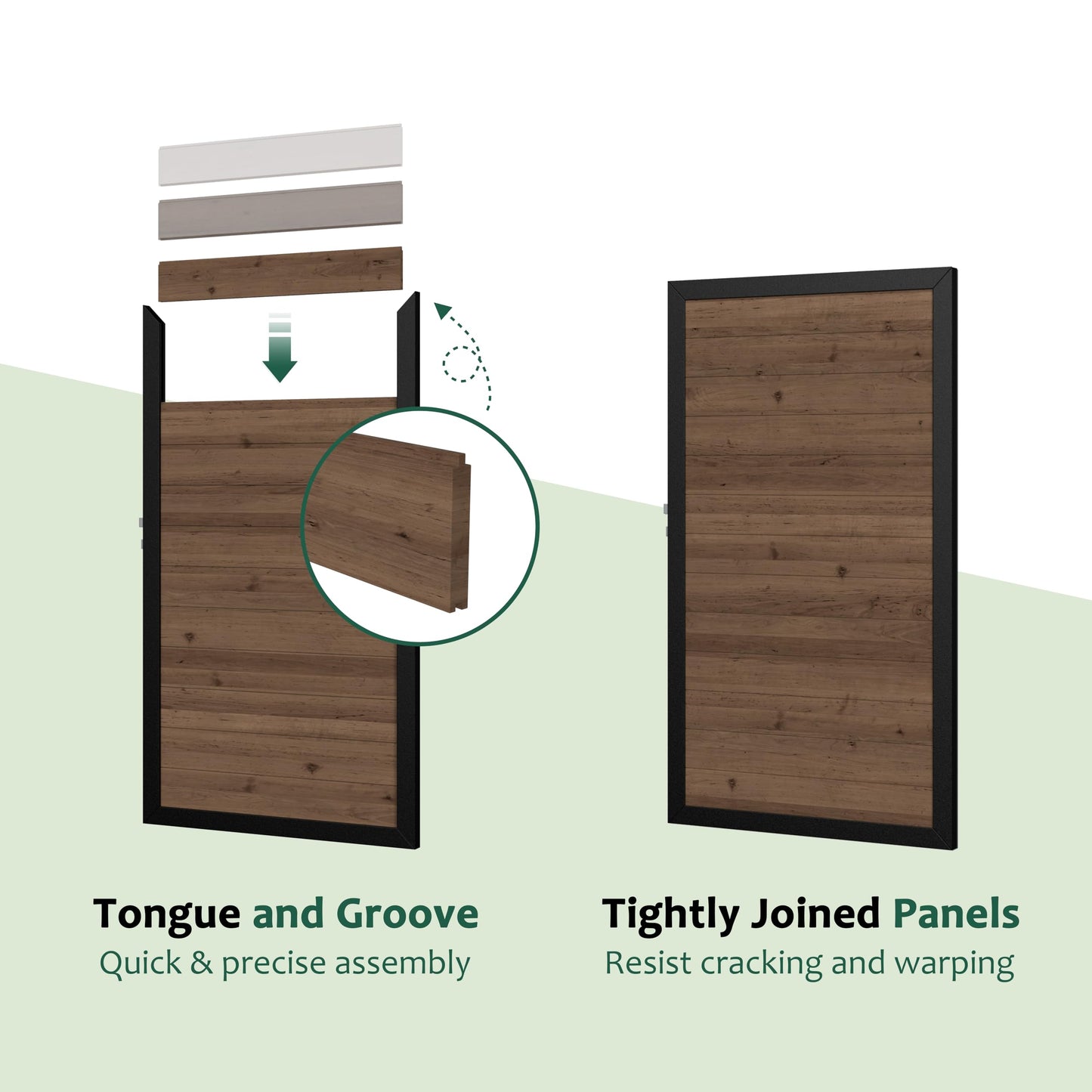 BlueWish 6 x 3 FT Cedar Wood Fence Gate Kit, Board-on-Board Privacy Fence Gate, Aluminum Frame with Security Lock System, Outdoor Garden Yard Complete Gate Kit for Backyard, Pool, Brown