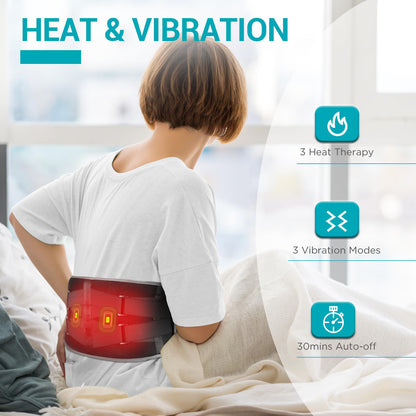 Comfytemp Cordless Heating Pad with Massager for Back Pain Relief, Portable Lower Back Massager FSA HSA Eligible Wearable, Birthday Gifts for Dad Mom Men Women Grandpa Grandma, 3 Heat, Auto-Off, 58"