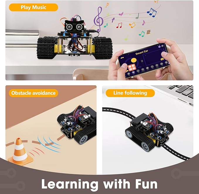 Robotics Kit for Kids Ages 8–12 Smart Robot Tank Car Compatible with Arduino &amp Scratch &amp Python STEM Toys for Boys Ages 8–12 App &amp Remote Control Birthday Coding Gift for Boys Girls a