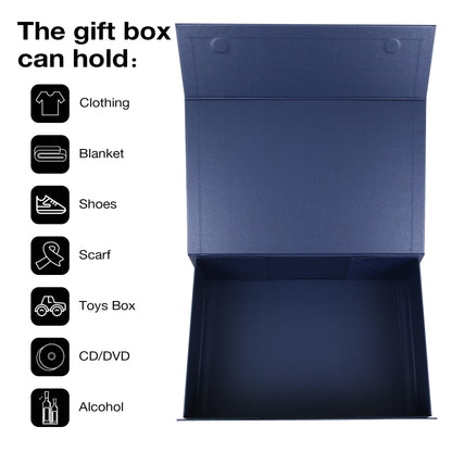Aimyoo Navy Blue Magnetic Gift Boxes with Lids 10.5x7x3 in, Medium Bridesmaid Groomsman Proposal Box, Rectangle Collapsible Box for Present Graduation Birthday Storage 5 Pack