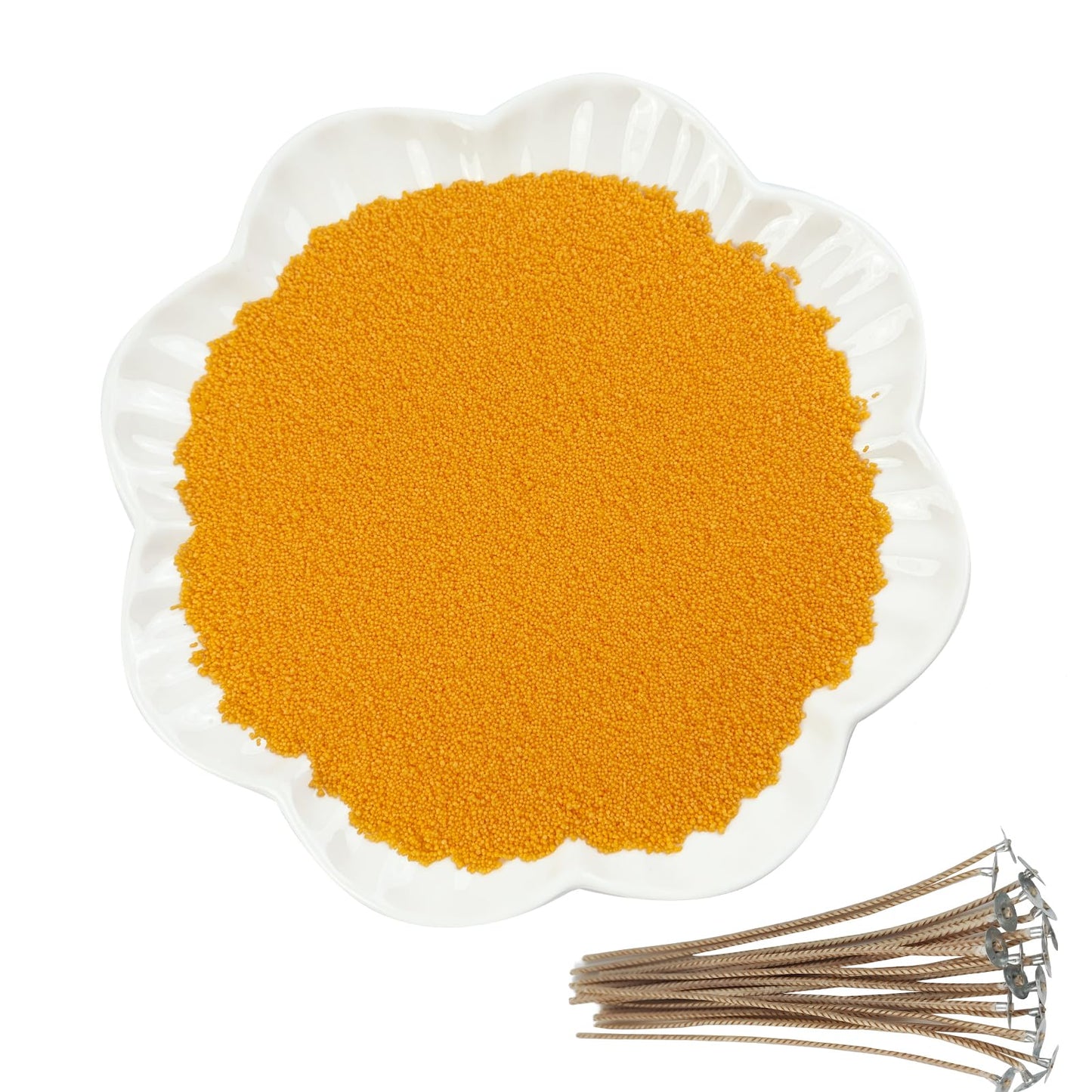 CoolCrafts Sand Wax Candle with Wicks 2 LB Pearled Sand Candle Bulk for Candle Making, Wedding Decor, Crafts - Orange