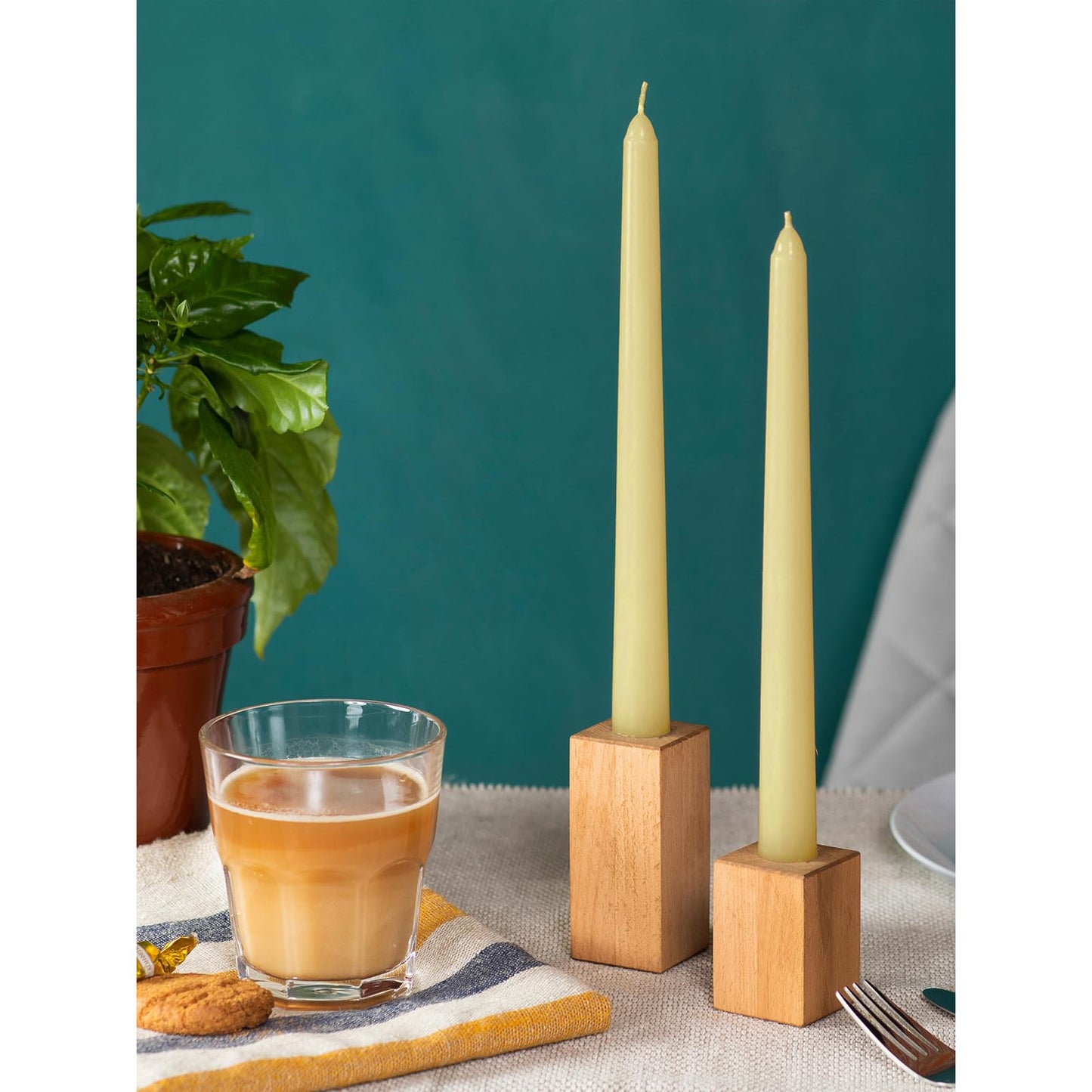 CANDWAX 10 inch Tapered Candles - Set of 12 Pearl Unscented Dripless Candlesticks - Perfect for Dinner - Ivory Candle