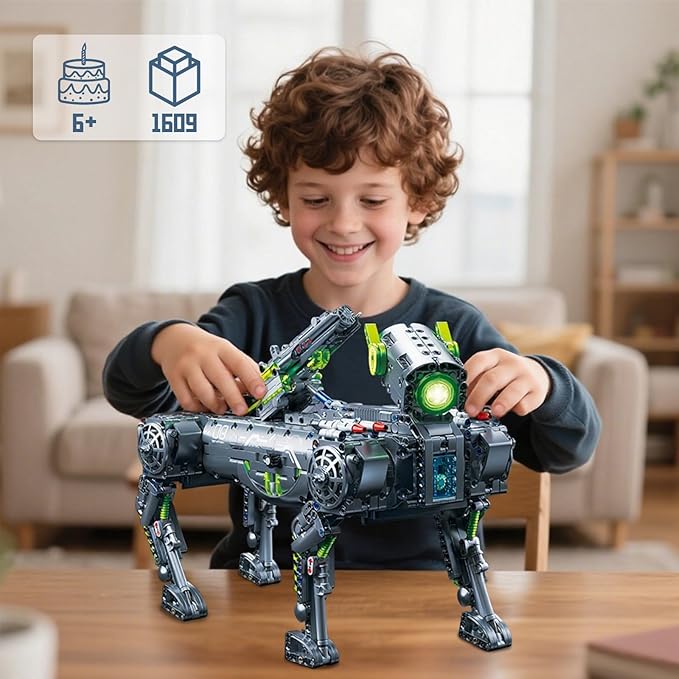 GEVINST Robot Robotic Dog Building Set for Boys Ages 8-12 1609 Pieces STEM Animal Toys Model Building Kit Gift for Adults Kids Teens Ages 8-14 (Static)