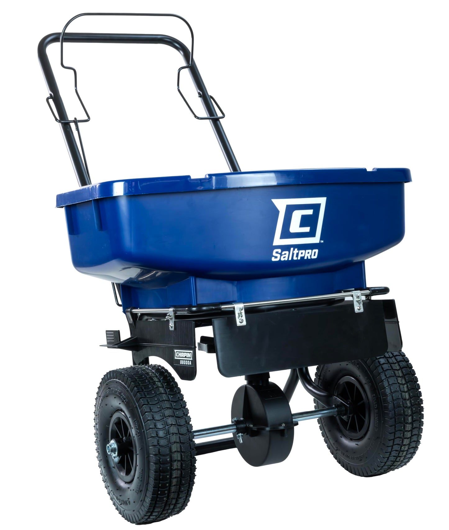 Chapin 88000A Spreader, Salt, Ice Melt, 80Lbs, SaltPro, Walk Behind, Residential, Broadcast, Spiked Auger, Adjustable Baffles, 10" Tires, Coated Steel Frame, Enclosed Gears, Weather-Resistant