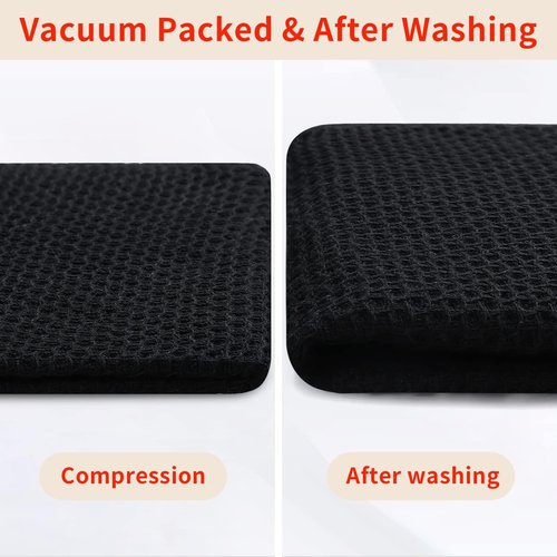 Homaxy 100% Cotton Waffle Weave Kitchen Dish Towels, Ultra Soft Absorbent Quick Drying Cleaning Towel, 13 x 28 Inches, 18-Pack, Black