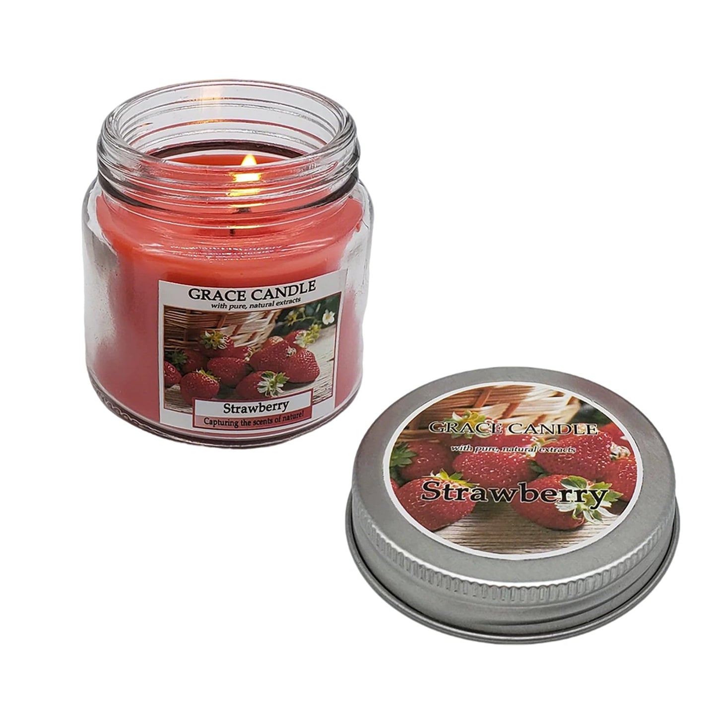 Covtlykne 4oz Scented Candles, 2.48 Inches Scented Soy Candle 18 Hours Burn Time for Home Decor (Strawberry)