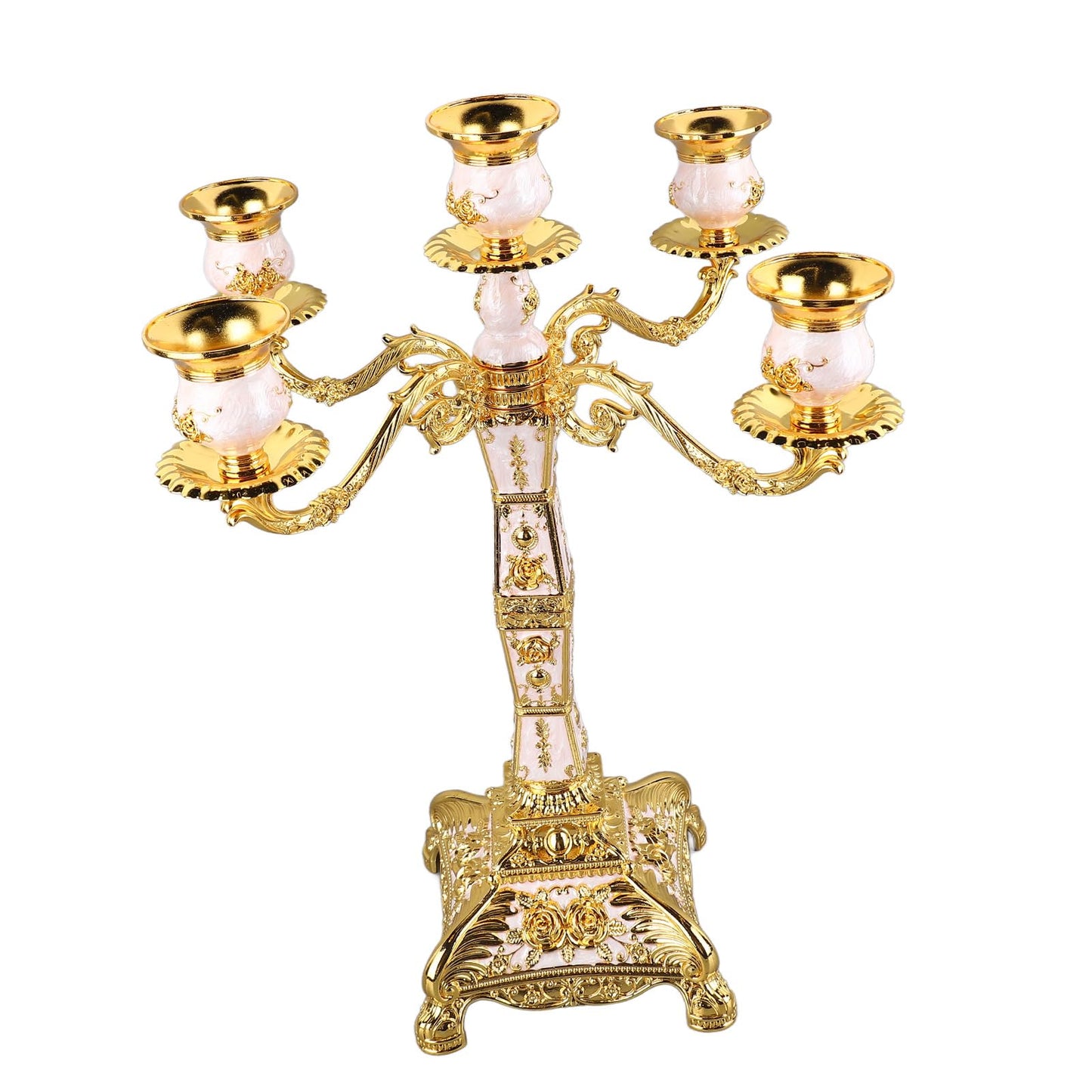 NDNCZDHC Metal Candelabra Candlestick, European Halloween Candlestick Holder, Elegant Candle Candle Holder for Wedding Dining Table Party (5 Arms)