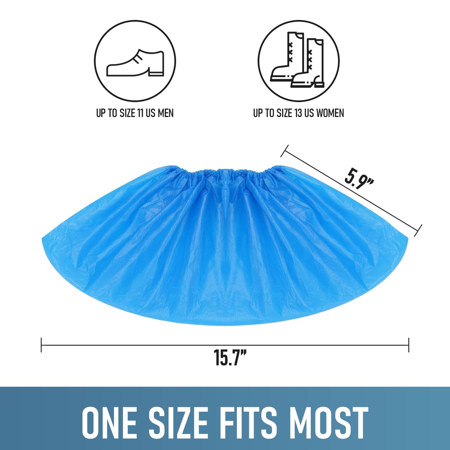 Buself Shoe Covers Disposable Non Slip - Pack of 100 (50 Pairs), Premium Waterproof and Recyclable Shoe Booties Covers for Indoors, Fits Up To 11 US Men and 13 US Women Size