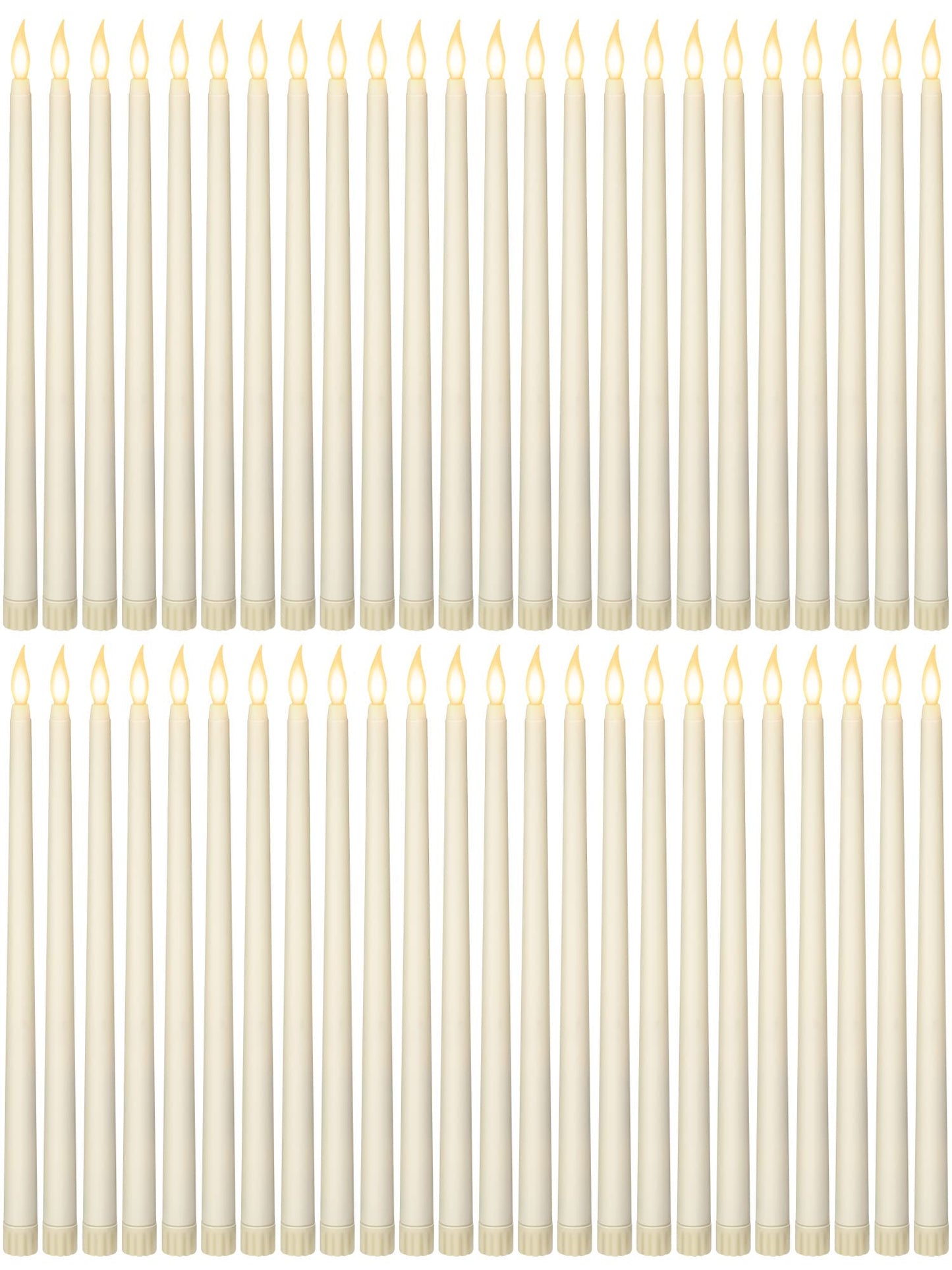 Funtery 48 Pcs Flameless LED Taper Candles Battery Operated Candles Bulk Realistic LED Candlesticks Flickering for Wedding Church Graduation Party Home Decor(Ivory,Classic Style)