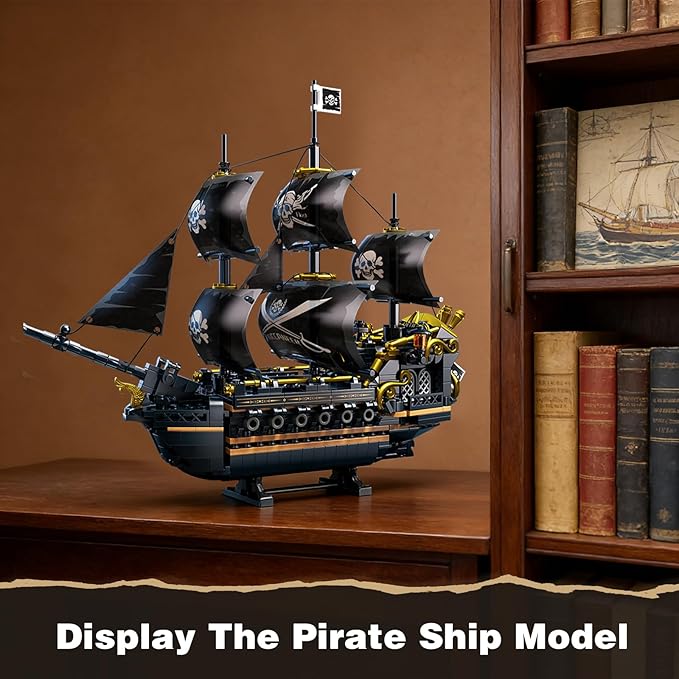 Flubecrux Pirate Ship Building Set Black Pearl Ship Model Kits for Home Office Decor Collectible Pirate Ship Sailboat Toys for Adults Boys Kids 8-12 Christmas Birthday Gift (801Pcs)