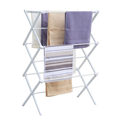 YUBELLES 3 Tiers Foldable Clothes Drying Rack, Vertical Laundry Rack Portable and Collapsible for Storage Indoor Outdoor, White