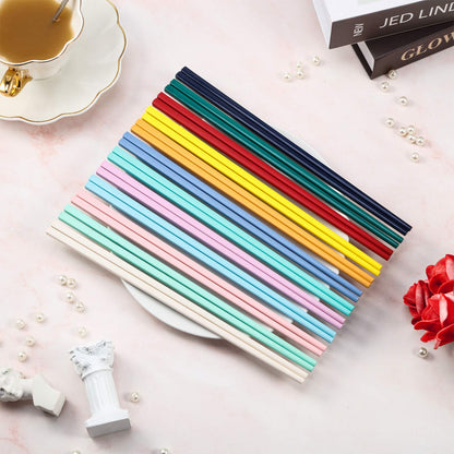 Boao 24 Pairs Colorful Chopsticks 9 Inch Reusable Fiberglass Chop Sticks Bulk Dishwasher Safe Lightweight Chopsticks Set Party Favor (Muticolor)