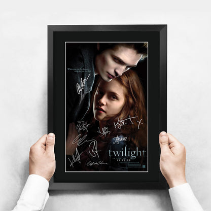 HWC Trading Twilight The Cast Kristen Stewart Robert Pattinson 16 x 12 inch Framed Gifts Printed Poster Signed Autograph Picture for Movie Memorabilia Fans - 16" x 12" Framed