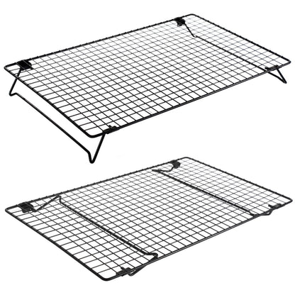 Cooling Racks for Cooking and Baking, 2 Pcs Stackable Cooling Rack for Baking, 16.93 x 11.06 Inch Carbon Steel Wire Rack with Folding Legs, Cookie Cooling Racks Baking Cooking Cooling Roasting