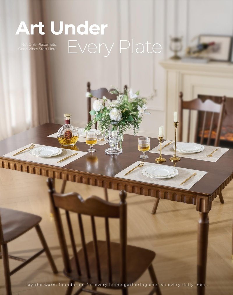 Leetaltree Beige Placemats Set of 24 - Heat Resistant Non-Slip Place mats for Dining Table, Washable Durable PVC Vinyl Woven Table Mats(Beige, 24)
