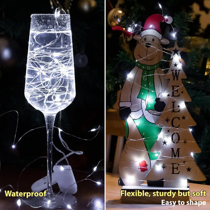 HXWEIYE 6 Pack White Fairy Lights Battery Operated, 7ft 20LED Mini Fairy Mason Jar String Light, Waterproof Firefly Starry Lights for DIY Wedding Party Bedroom Patio Christmas Décor
