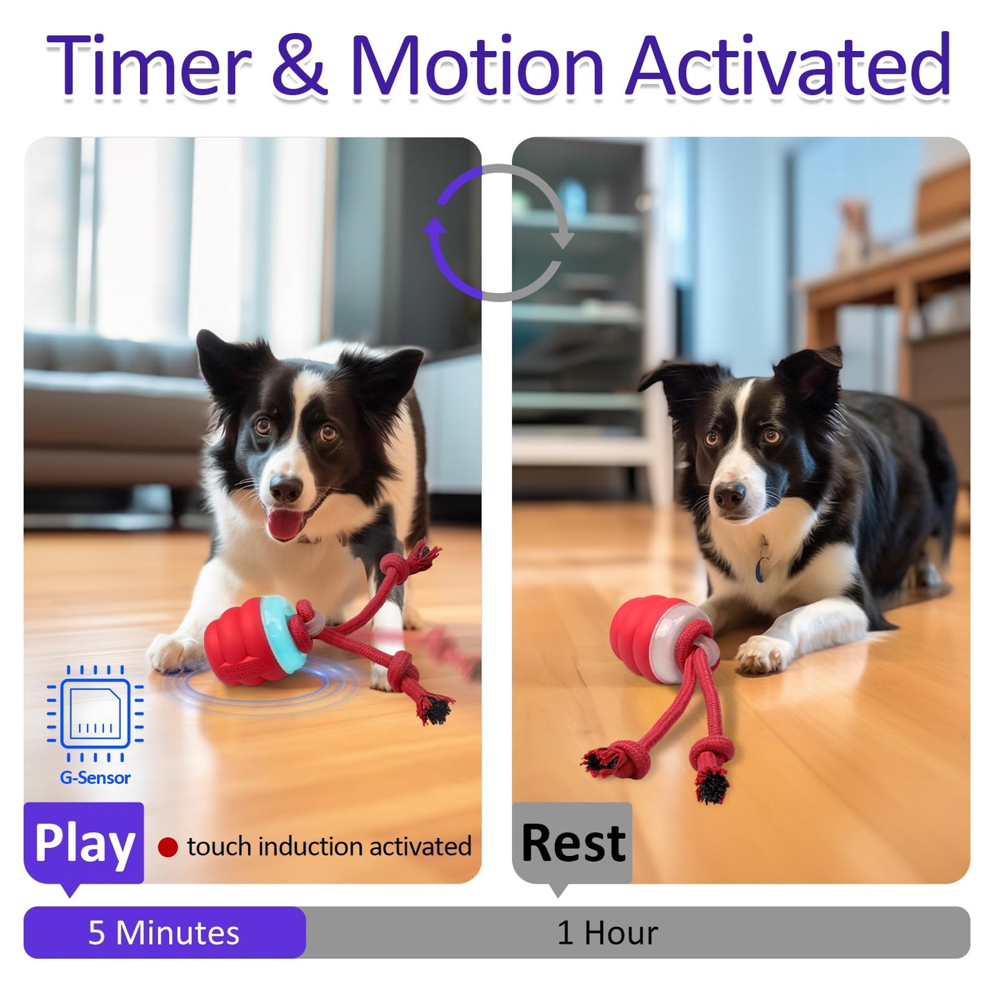Giociv Interactive Dog Toys with Motion Activated, Squeaky Dog Toy Active Rolling Ball Wicked Ball for Daily Training