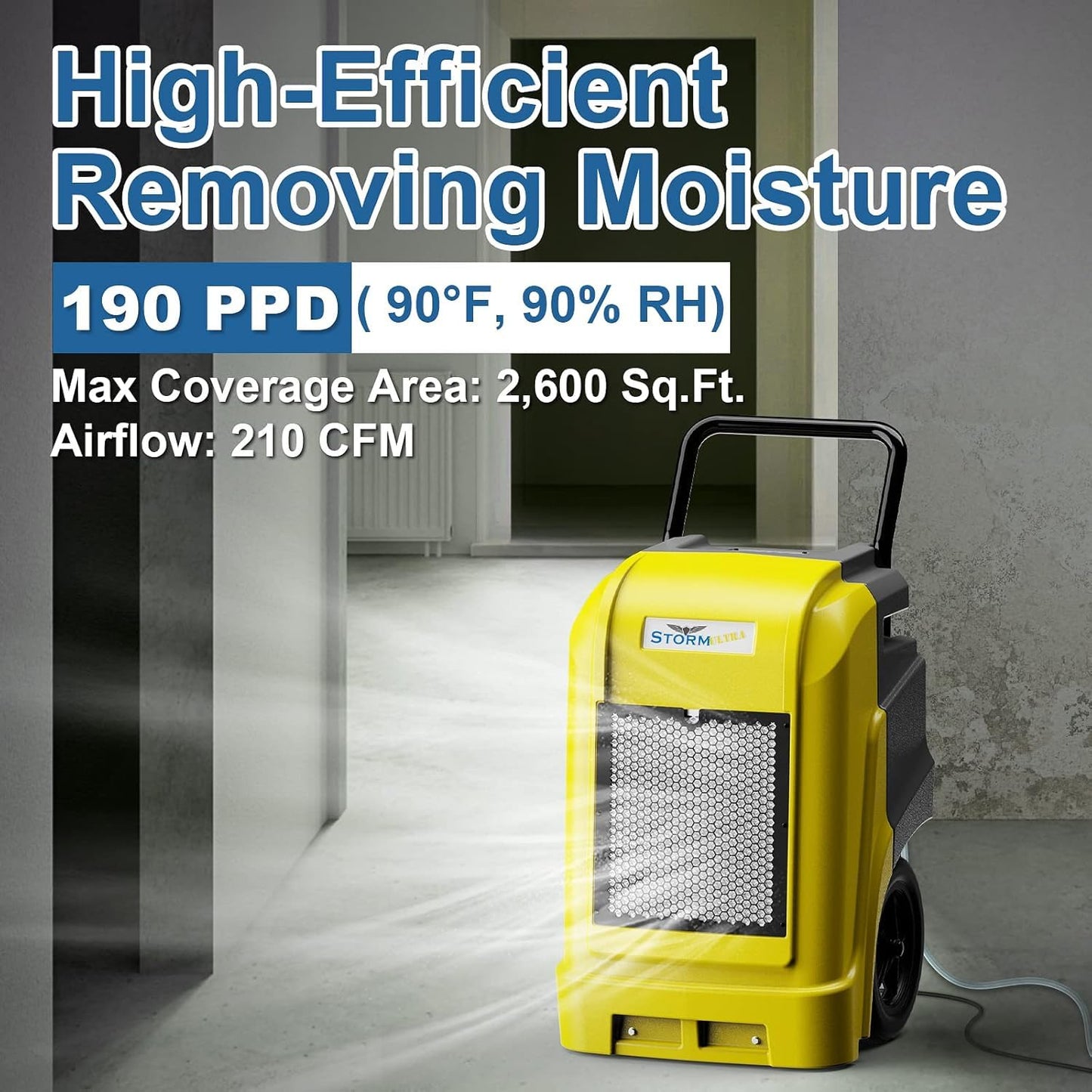 ALORAIR Commercial Dehumidifier with Pump Drain Hose, 190 Pints Industrial Dehumidifiers Large Capacity for Basements, Garages, Mall & Job Sites, 6 Years Limited Warranty