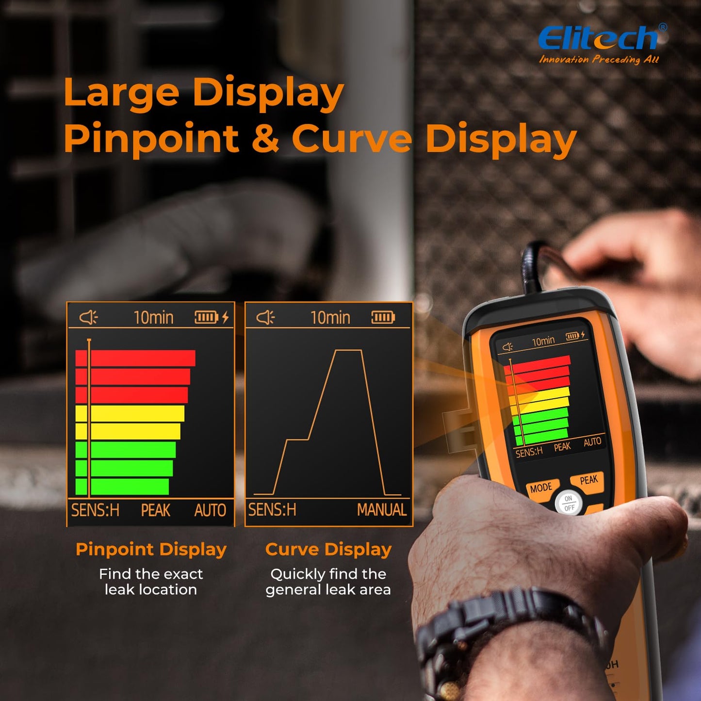 Elitech HVAC Refrigerant Leak Detector Heated Diode Sensor Halogen Freon Sniffer, Air Conditioning Detection, R22 R410A R134A R1234YF CFCs HCFCs HFCs, ILD-100H