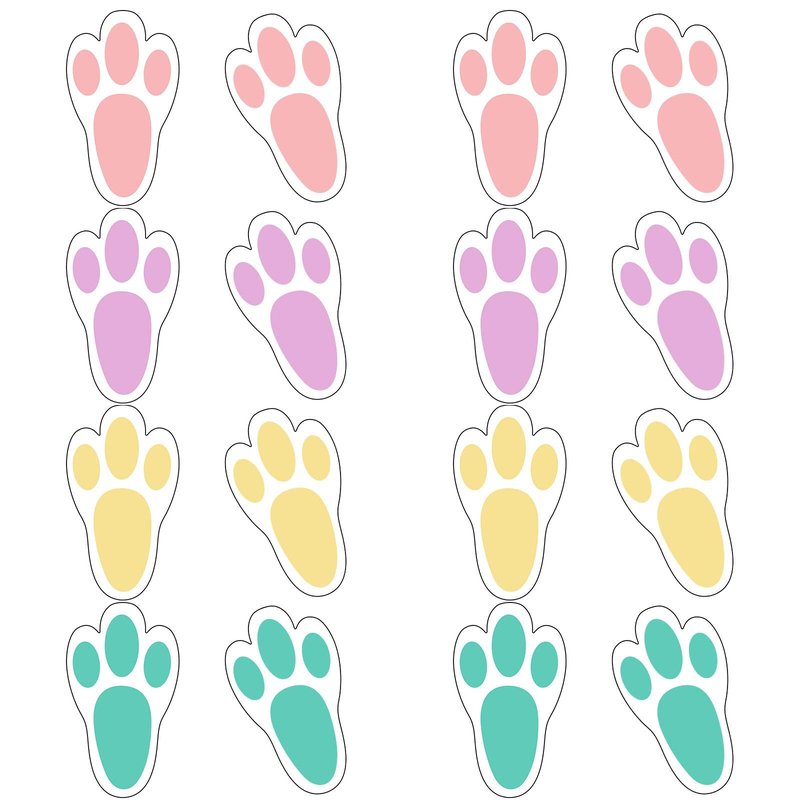 Zonon 20 Pairs of Easter Bunny Stickers Bunny Paw Prints Footprints Floor Clings Decals Rabbit Footprints Rabbit Paw Stickers for Floor Ceiling Window Wall Easter Day Party Supplies, 4 Colors