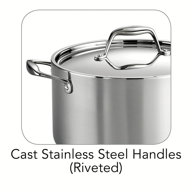 Tramontina Signature Tri-Ply Clad Stainless Steel 6-Quart Sauce Pot with Lid, Induction-Ready Pot, Dishwasher-Safe, NSF-Certified, Made in Brazil
