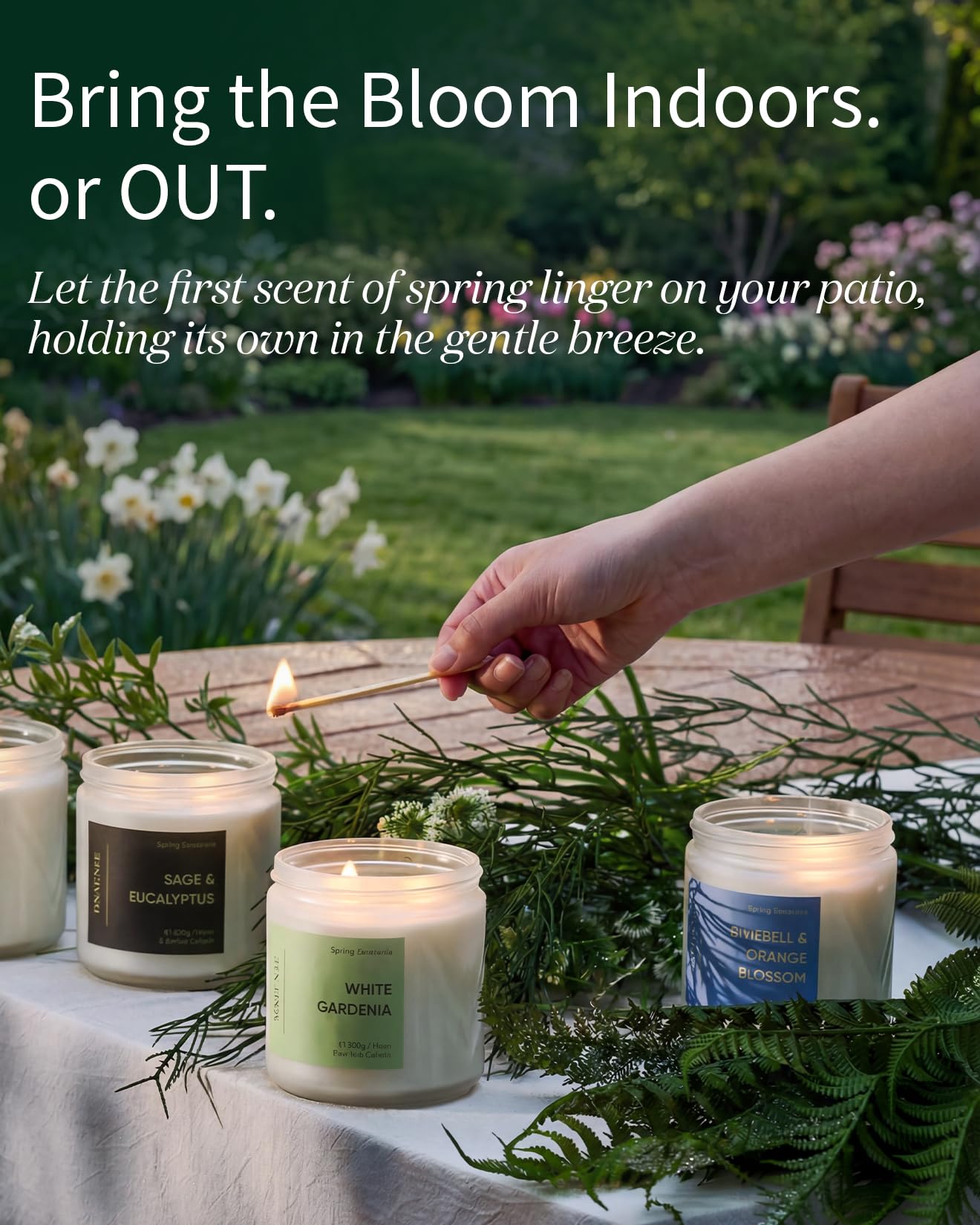 M&SENSE Lychee Peach Blossom Scented Candle, 70-Hour Burn Time & Non-Toxic Natural Soy Wax, 11.6oz 2-Wick Candle for Stress Relief & Spring Home Refresh, Floral Fruity Gift for Mom