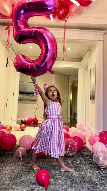 Hot Pink Number 5 Balloon 40 Inch, 5th Birthday Party Decorations for Children, Giant 5 Foil Balloon for Party Supplies