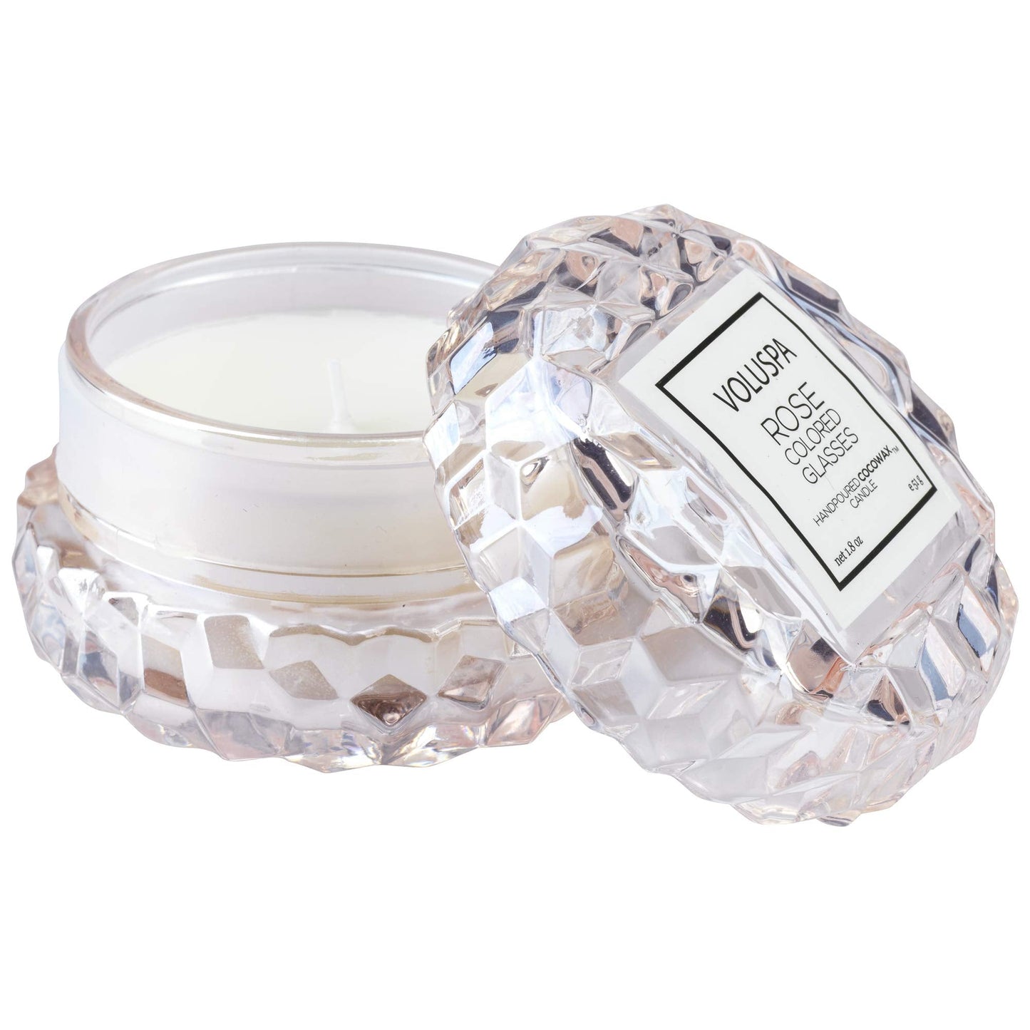 Voluspa Rose Colored Glasses, Mini Macaron Candle, 1.8 Ounce, 15 Hour Burn Time, Coconut Wax for Clean Burning, Handcrafted in The USA