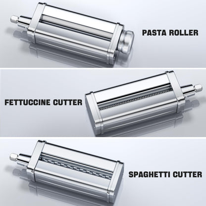 Pasta Maker Attachments Set for all KitchenAid Stand Mixer, including Pasta Sheet Roller, Spaghetti Cutter, Fettuccine Cutter, KSMPRA 3-Piece Pasta Roller & Cutter Set