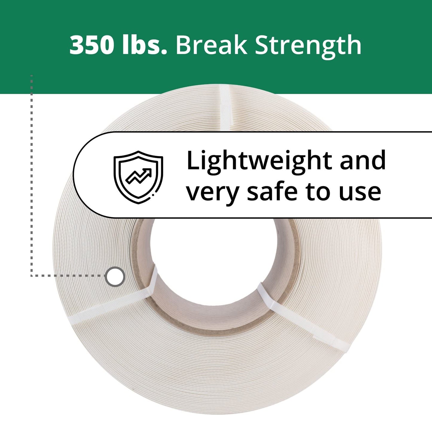 IDL Packaging 1/2" x 9900' Machine Grade Polypropylene (PP) Strapping Roll of 8" x 8" Core Size (350 lbs Break Strength) for Automatic and Semi-Automatic Machines - Lightweight Poly Banding Packaging