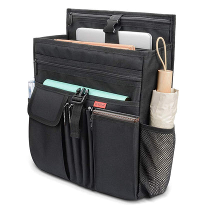 YOOFAN Car Front Seat Organizer with Laptop/Tablet Storage Pockets, Passenger Seat Organizer with Cover, Mobile Office&Car Accessories for Drivers Police Office&Work Men, Black
