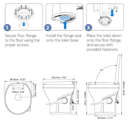 SEAFLO Residential Height Camper/RV Toilet with Sprayer Attachment, 18.5” Standard Height, Gravity Flush System, Foot Pedal Operation, Soft Close Seat, 4-Year Warranty (With Sprayer Attachment)
