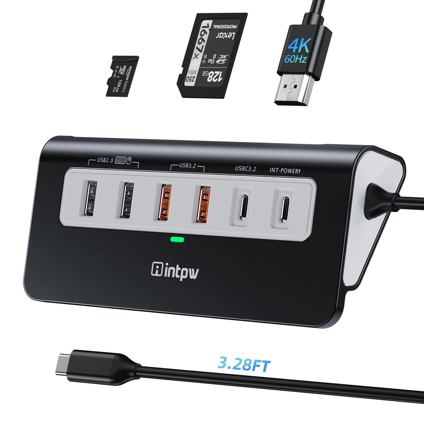 USB C Hub 10Gbps, 9-in-1 USB 3.2 Hub with 4K@60Hz HDMI, Type-C 3.2, 2 USB-A 3.2, 2 USB-A 2.0, PD 100W, SD/TF Slot, Aluminum USB Hub for Laptop, iPhone 16/15 Series, MacBook Air/Pro and More