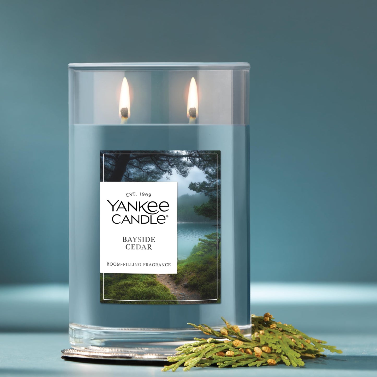 Yankee Candle Large Tumbler Scented Candle with up to 80 Hour Burn Time, Premium Plant Wax Blend for Consistent Burn, 20 oz Tumbler Candle with Room Filling Fragrance, Bayside Cedar