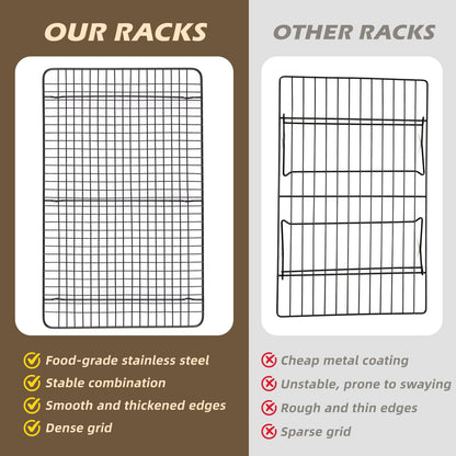 Pleafind 3 PCS Stackable Cooling Rack -16 x 10 Inch Wire Rack, Heavy Duty Stainless Steel Baking Racks, Cooling Racks for Cooking and Baking Cookie Pizza Cake, Oven and Dishwasher Safe