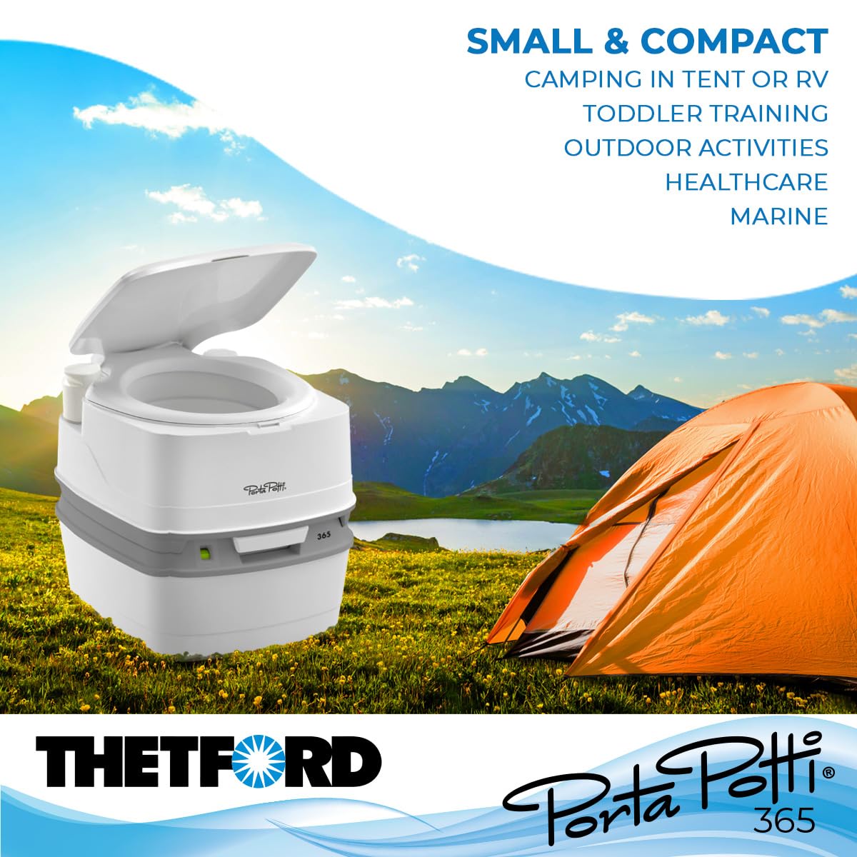 Porta Potti Thetford Porta Potti 365 Portable Toilet (for RV, Marine, Camping, Vans, Trucks, Healthcare) 92820, White