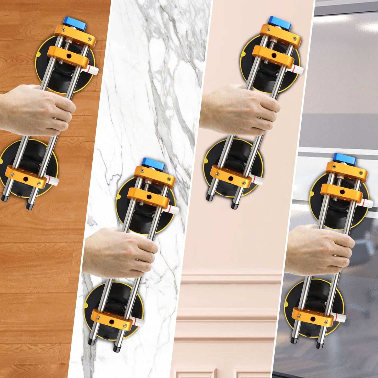 Upgrade 2 Pack Seamless Seam Setter with 6 inch Vacuum Suction Cups, Granite Seam Setter for Countertop Joining & Leveling, Seam Joiner for Stone (With Replacement Air Pump+Tool Bag+Torpedo Level）